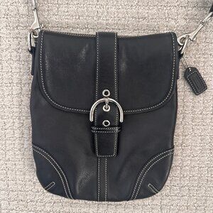 Coach Vintage Soho Flap Crossbody Bag Black Leather Shoulder Hobo